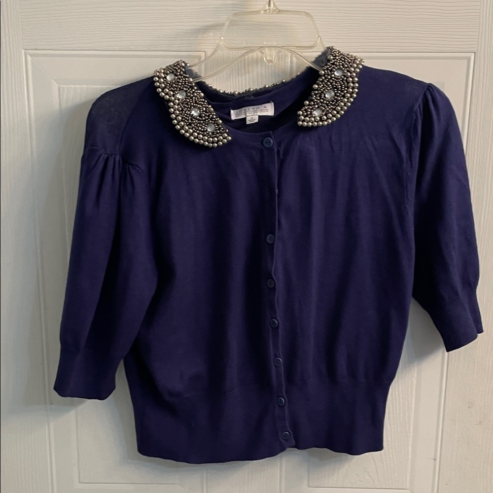 Joseph A. Deep Blue Beaded Sweater